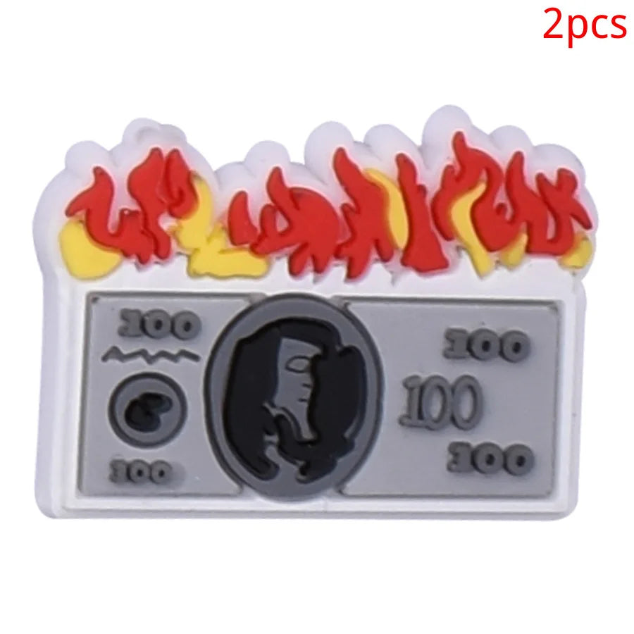 2pcs Lot Coin Money Shaped Character Shoe Buckles Charms Combination Designer for Women Accessories for Girls Adults Unisex Gift