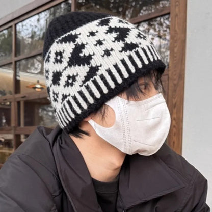 New Korean Windproof Fisherman Hat Coldproof Warm Knitted Beanie with Ear Protection Retro Style Autumn Winter Cap for Men Women
