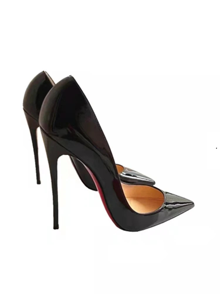 2026 New Black 12cm High Heels Classic Thin Heels Sexy Shallow Mouth Fashion Commuter Large Single Shoes 33-50