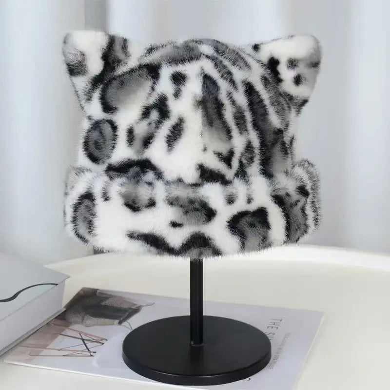 New Korean Winter Imitation Fur Bucket Hat Fashion for Women Warm Plush Ear Protection Fisherman Hats Outdoor Cute Panama Cap