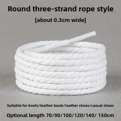 Black Shoelace round Flat Sports Men's and Women's Shoelace Leather Shoes Canvas Shoes and Boots Versatile Universal Shoelace