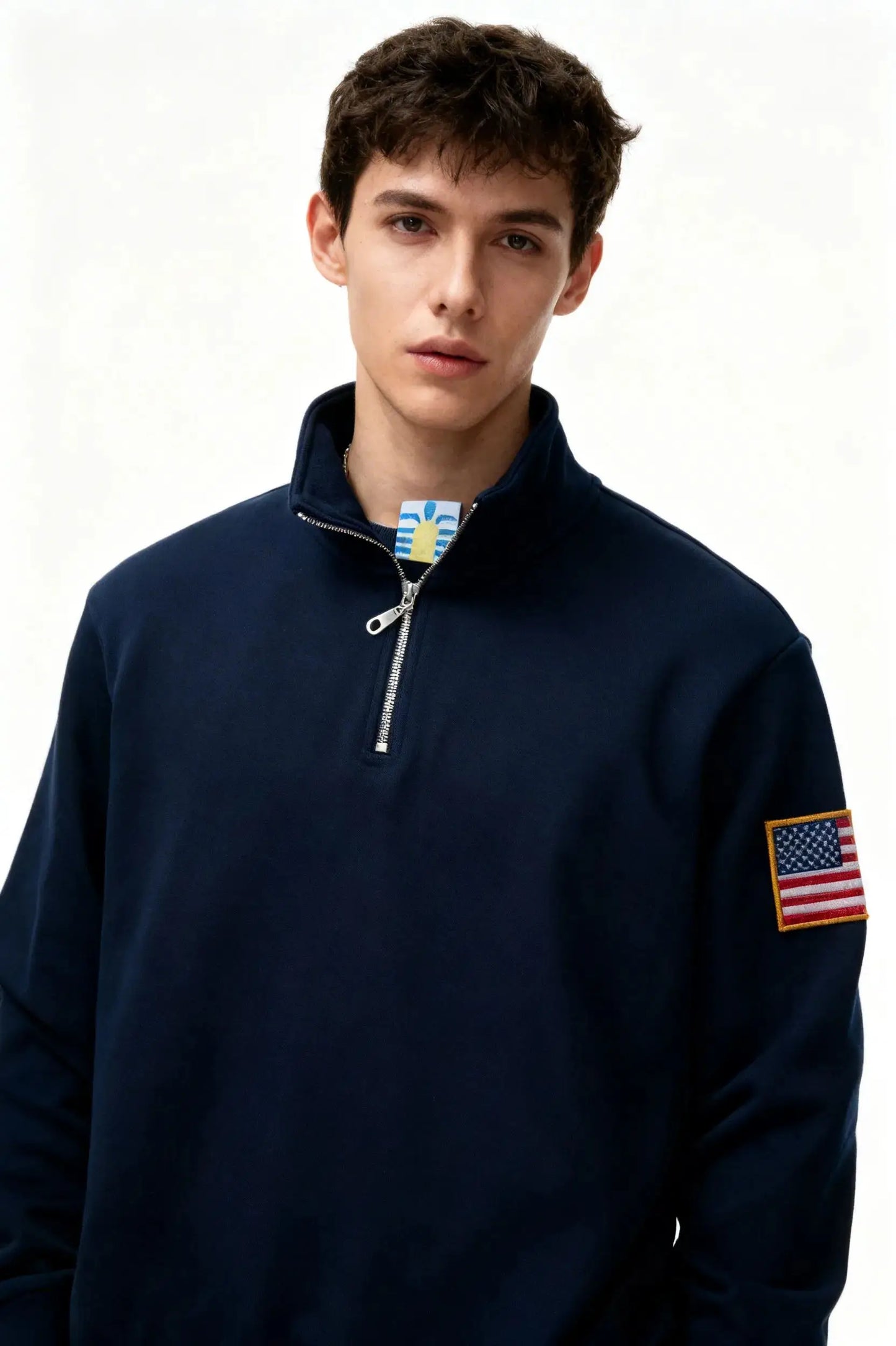 Oversize Casual Embroider Hoodies Women Sweatshirt Stand Collar Quarter Zip Pullover Sport Unisex Y2k Streetwear