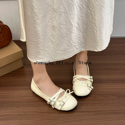 Silver Women Ballet Flats Comfortable Round Toe Shallow Shoes 2026 New Spring Autumn Vintage Ladies Dress Mary Jane Shoes