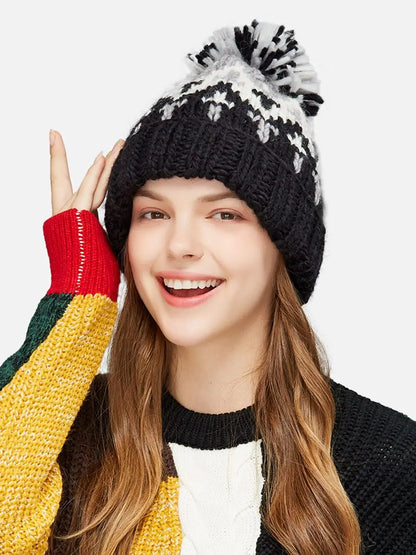 Skiing Cashmere Woman Winter Hat Autumn Beanies with Pompom Warm Wool Skullies Wholesales Acrylic Beanies Winter Hat for Woman