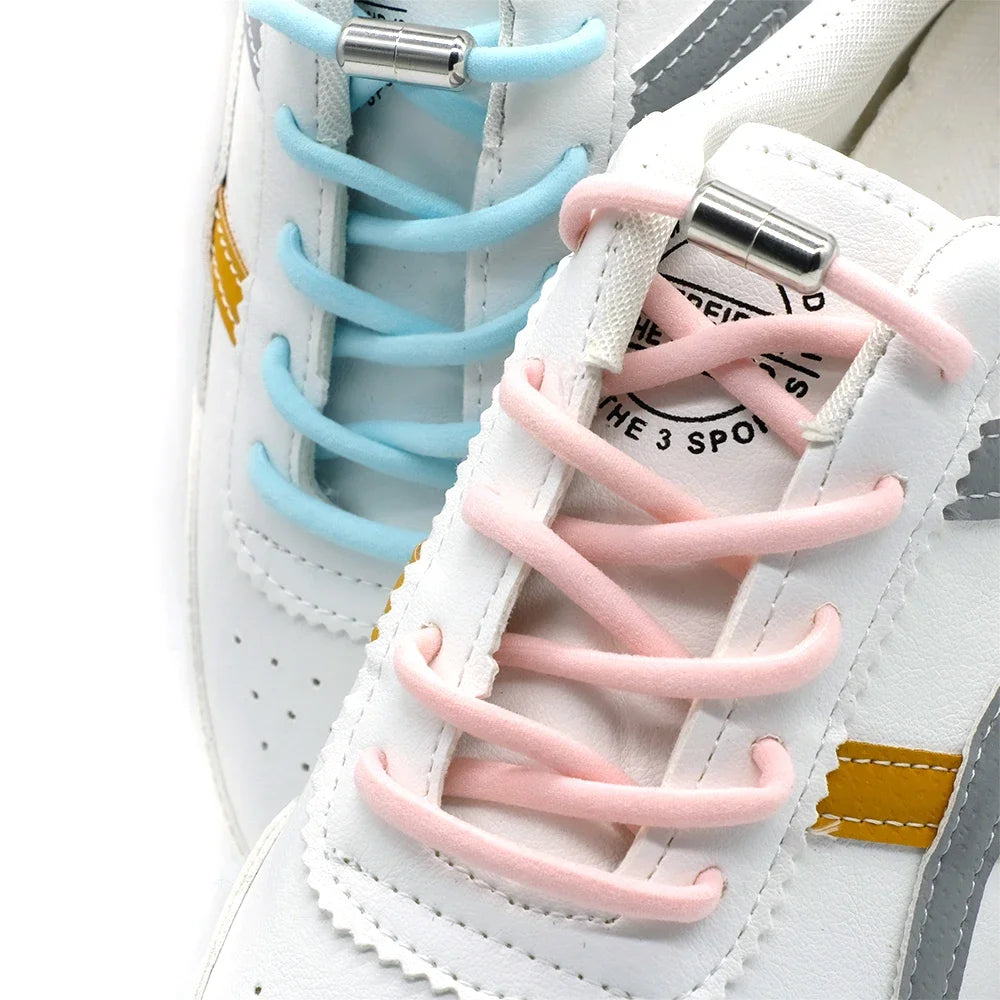 Leisure Sneakers Laces No Tie Shoelaces Elastic Quick Flat Shoelace Kids and Adult Lazy Laces Metal Lock Semicircle Shoelaces