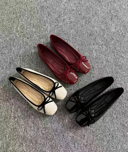 Women's Square Toe Bowknot Loafers, Shallow Slip-On Flat Shoes, Soft Sole Comfortable, Summer Casual Office Commuter, Plus Size