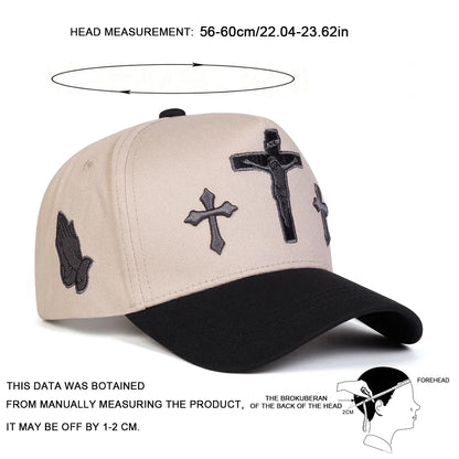 Unisex Cross Embroidery Baseball Caps Spring and Autumn Outdoor Adjustable Casual Hats Sunscreen Hat Sports Cap