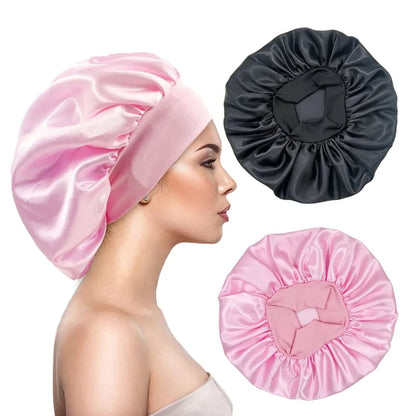1pcs Newly Silk Bonnet for Wide-brimmed Sleeping Satin Hair Bonnets Soft Elastic Band for Women Men Curly Hair Use