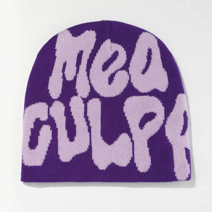 Mea Culpas Beanies Hats For Women Men Autumn Winter Fashion Printed Wool Acrylic Knitted Caps Bonnet Kpop Elastic Skullies Hat