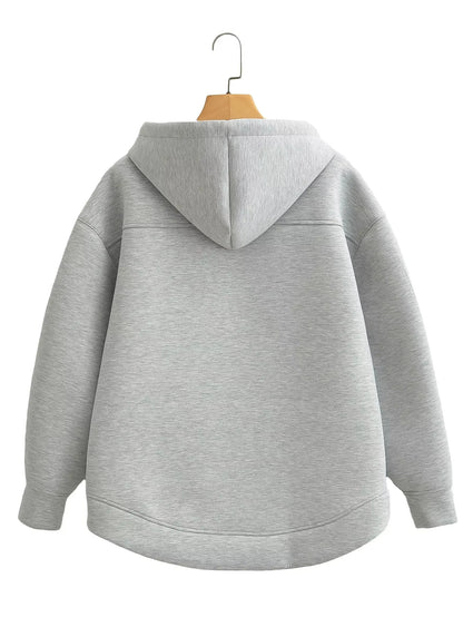 HXAO Women's Hoodie Oversized Zip up Hoodies Women Autumn Winter Long sleeve Outerwears Sweatshirt with zipper Y2k Hoodie Top