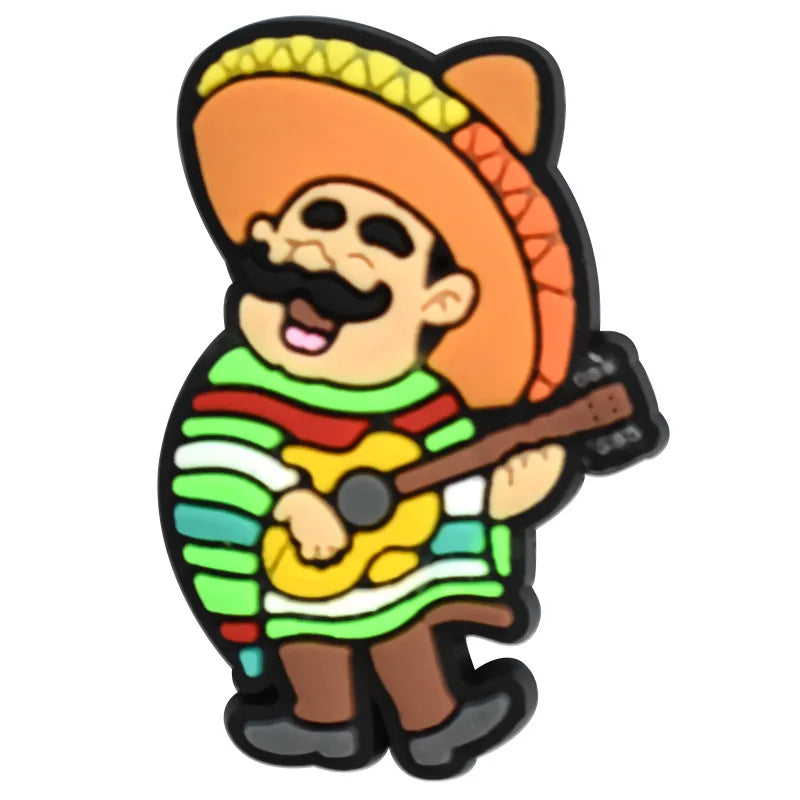 mexico series PVC shoe Charms Slippers Buckle combination Fit Wristbands accessories Decoration Bands gift unisex party