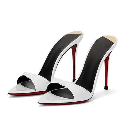 Pointed black nude high heels, women's super high heels, sandals, slim heels, temperament, wearing half slippers 33-46