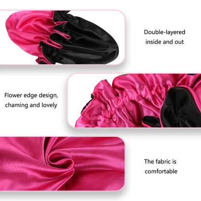 1Pc Double-Layered Minimalist Hair Bonnet Satin Bonnet Sleep Caps Can Be Worn on Both Sides Versatile Cap for Men/Women