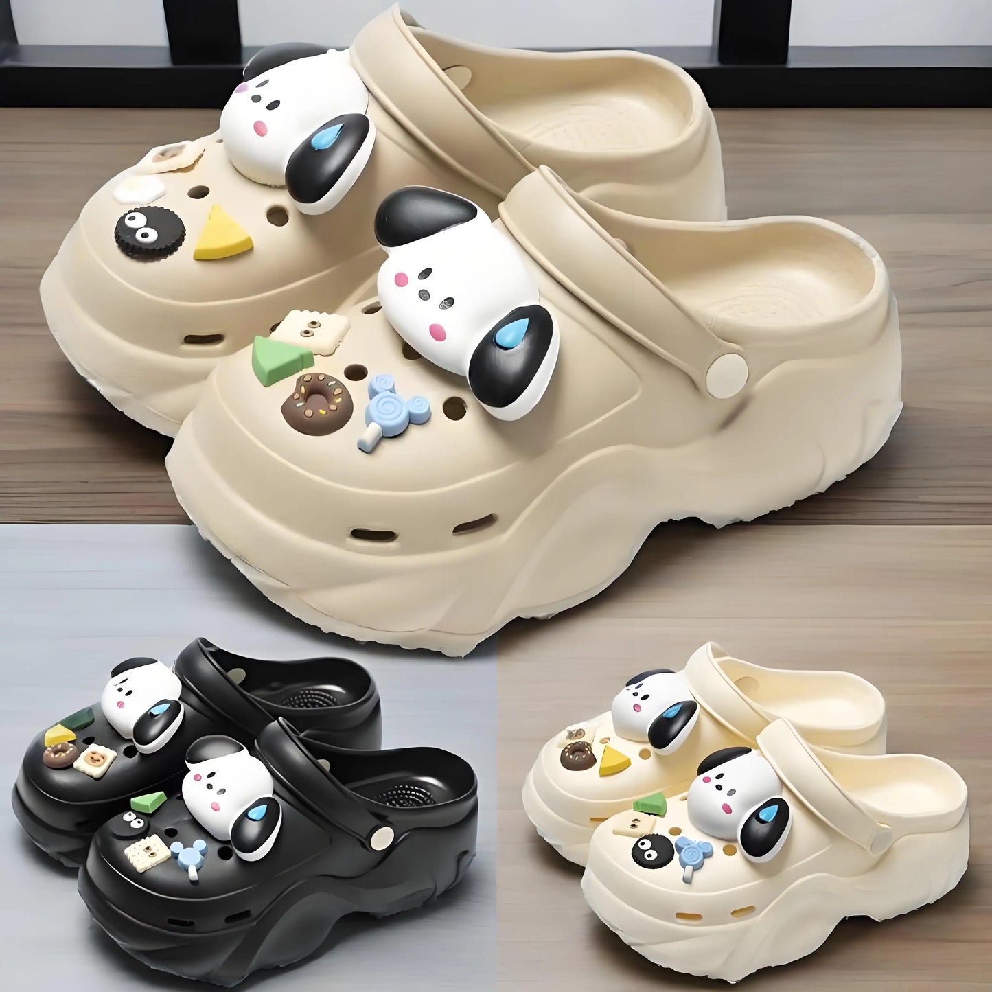 Women DIY Cute Animal button Decor Clogs Fashion Summer Spring Autumn Beach Sandals Cave Hole Female Garden Shoes Students Girls