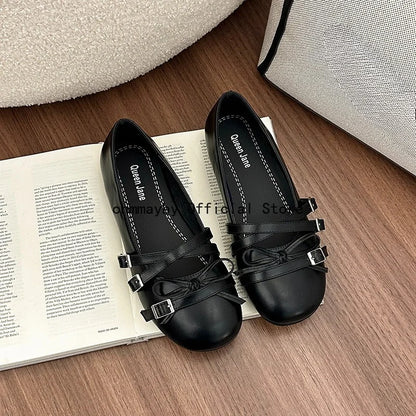 Silver Women Ballet Flats Comfortable Round Toe Shallow Shoes 2026 New Spring Autumn Vintage Ladies Dress Mary Jane Shoes