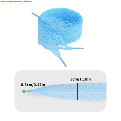 E06E 1 Pair Lace Shoelaces for Women and Girls 3CM Wide Flat Design Shoestrings Laces for Sneakers and Casual Wear Shoes