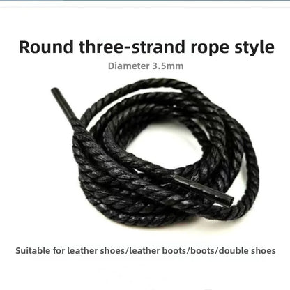 Black Shoelace round Flat Sports Men's and Women's Shoelace Leather Shoes Canvas Shoes and Boots Versatile Universal Shoelace