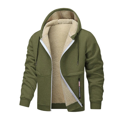 Animal Game Casual Hoodies for Men Heavyweight Fleece Sweatshirt Thick Sherpa Lined Hooded Zipper Jacket Thick Streetwear Coats