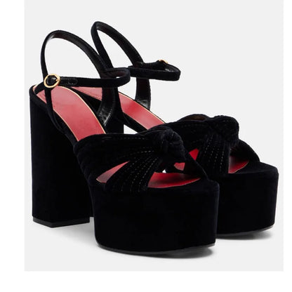 Ladies' Summer New Thick Soled Slim High-heeled Sandals, Fashionable Wedding and Runway Styles, Plus Size High-heeled Sandals