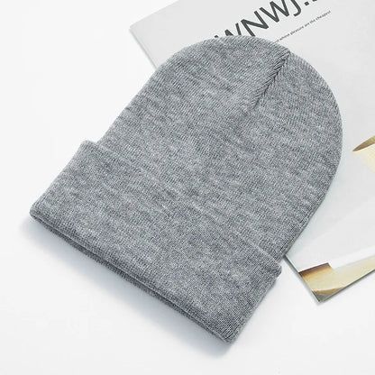 Acrylic Beanie Cap for Adult Winter Women Men Plain Skullies Beanie Hats Custom Logo Knitted Hats SKullies Skullcap