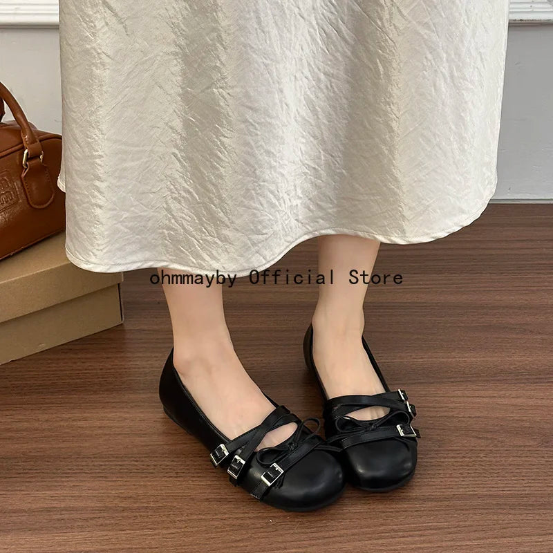 Silver Women Ballet Flats Comfortable Round Toe Shallow Shoes 2026 New Spring Autumn Vintage Ladies Dress Mary Jane Shoes