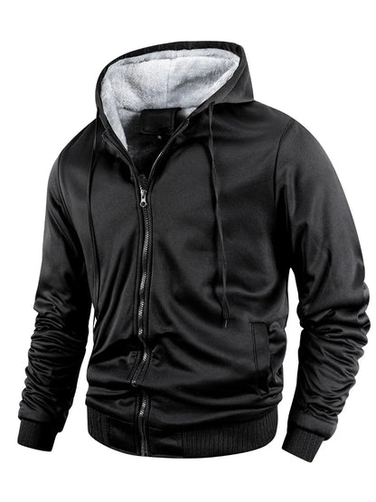 Men Color-Splicing Jacket Winter Warm Fleece Hoodies Outdoor Sports Windproof Baseball Uniform Male Fashion Zipper Thicken Coats