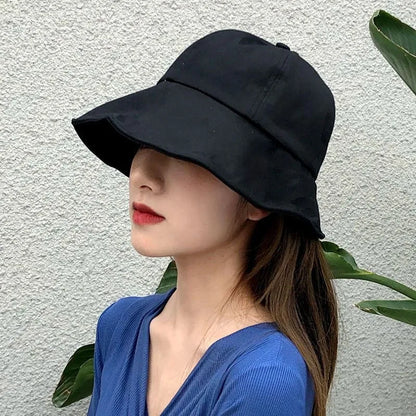 Korean Version Dome Sunshade Fisherman Hat Women's Summer Sunshade Hat Velcro Large Brim Basin Hat