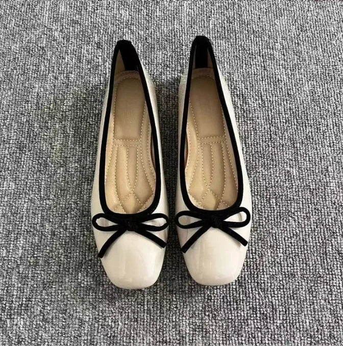Women's Square Toe Bowknot Loafers, Shallow Slip-On Flat Shoes, Soft Sole Comfortable, Summer Casual Office Commuter, Plus Size