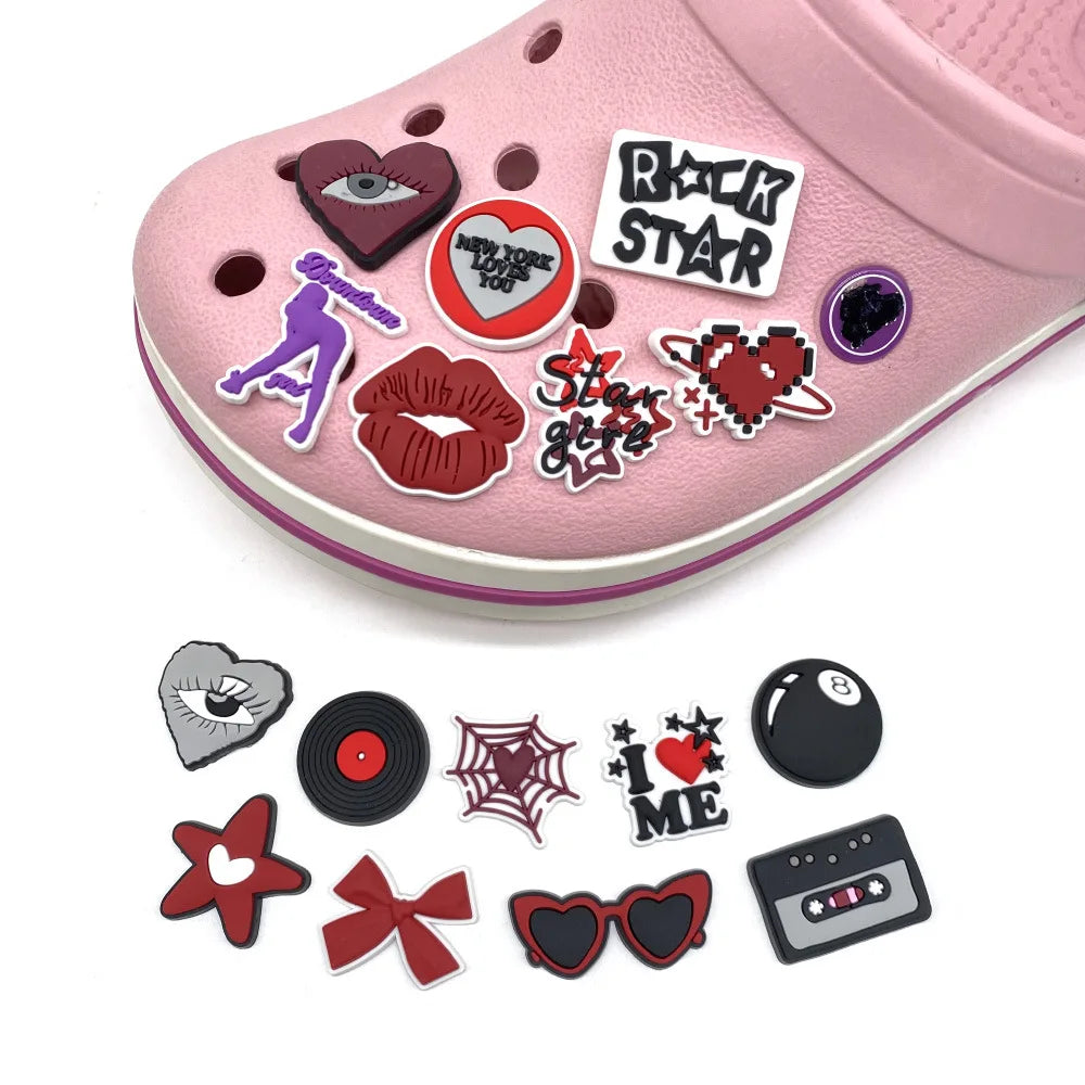 single 2K style glass PVC shoe Charms Slippers Buckle combination Fit Wristbands accessories Decoration Bands gift unisex party