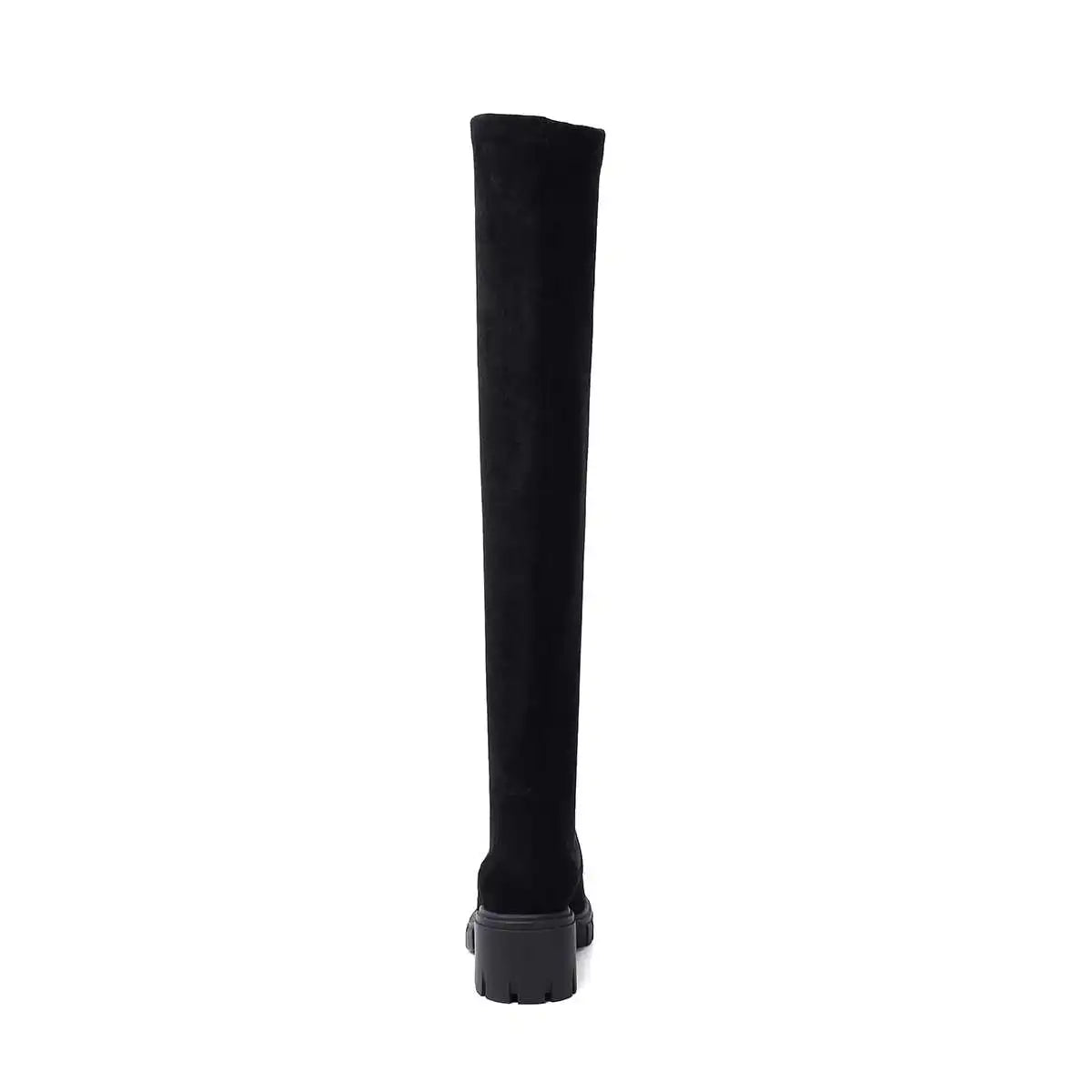 Krazing Pot Big Size Cow Leather Stretch Over-the-knee Boots Platform Round Toe High Heels Winter Women Warm Thigh High Boots