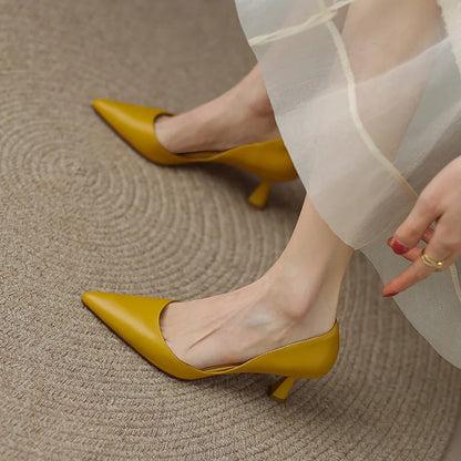 FEDONAS Basic Women Pumps Spring Summer Dress Office Ladies Pointed Toe Thin Heels Genuine Leather Shoes Woman Fashion Elegant