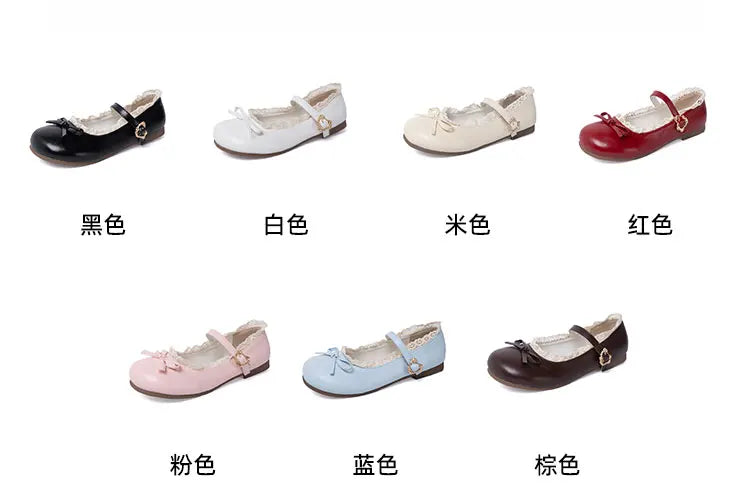 Spring Autumn Pink White Mary Janes Flat Shoes Woman Round Toe Buckle Strap Lolita Girls Student Ballet Flats Plus Size