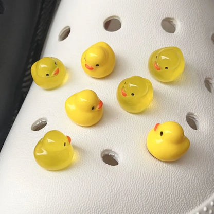 3D Cute Chubby Yellow Duck Noctilucent Shoe Charms for Crocs Garden Sandal Clogs Pins Decorations Slipper Accessories Girl Gift