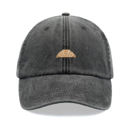 1pc Croissant Printing Retro Baseball Caps,leisure Washed Unisex Dad Hat Adjustable Faded Sports Sun Food Hiking Summer Holiday