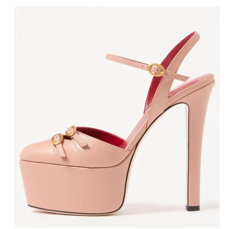 Ladies' Summer New Thick Soled Slim High-heeled Sandals, Fashionable Wedding and Runway Styles, Plus Size High-heeled Sandals