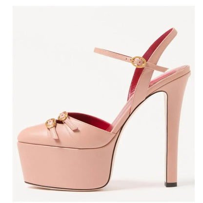 Ladies' Summer New Thick Soled Slim High-heeled Sandals, Fashionable Wedding and Runway Styles, Plus Size High-heeled Sandals