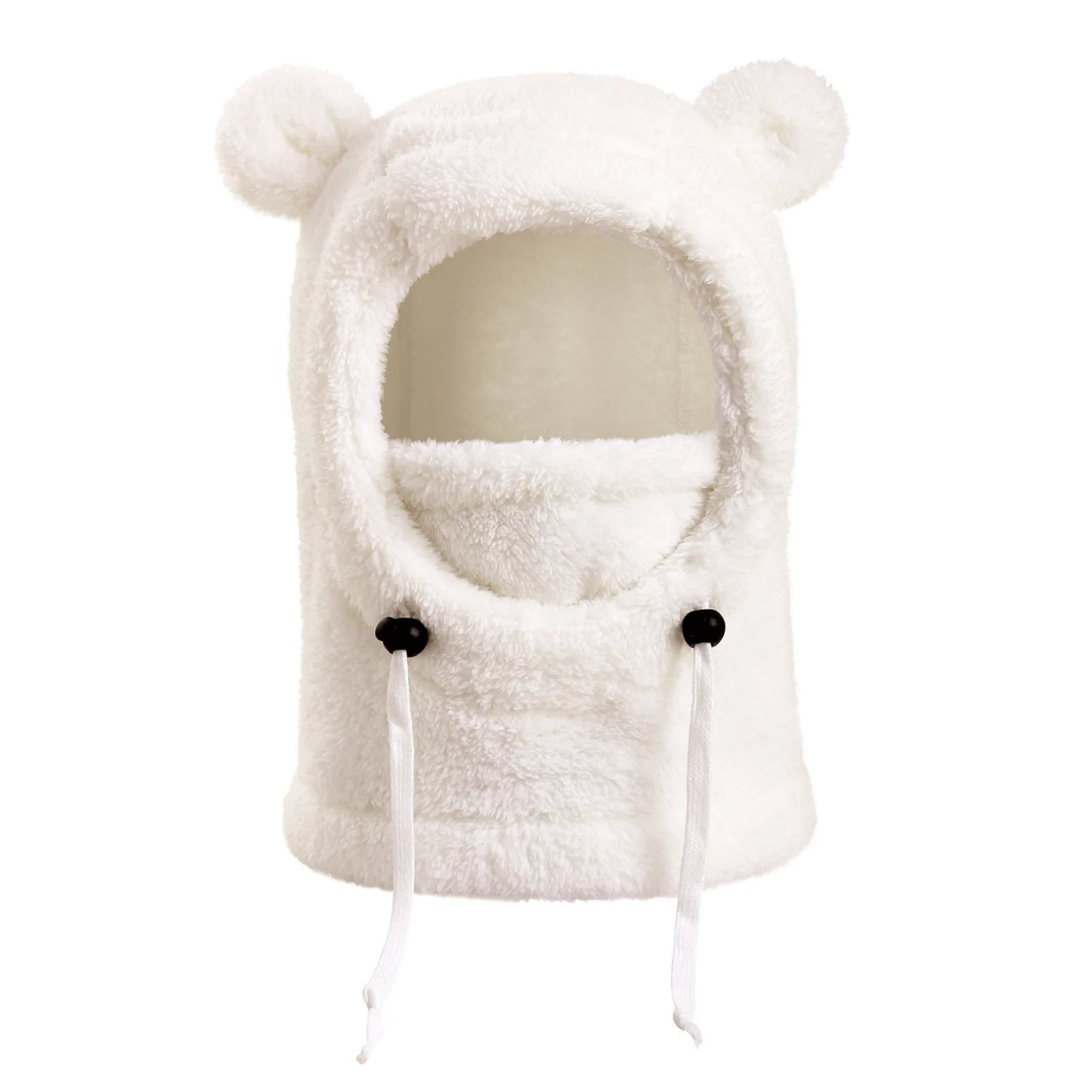 Bear Ears Hood Men's and Women's Autumn Winter Polyester Fiber Neck Scarf and Mask Integrated Hat Children's Warm Cold Hats
