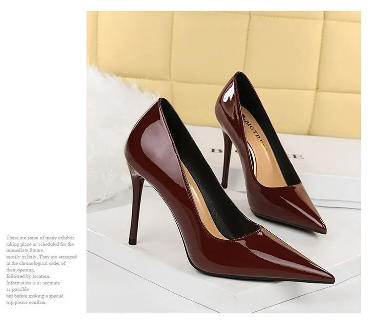 BIGTREE Shoes Pointed Toe Red Women Pumps Patent Leather High Heels Occupational OL Office Shoes Stiletto Female Heels Shoes