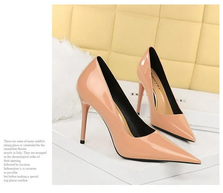 BIGTREE Shoes Pointed Toe Red Women Pumps Patent Leather High Heels Occupational OL Office Shoes Stiletto Female Heels Shoes