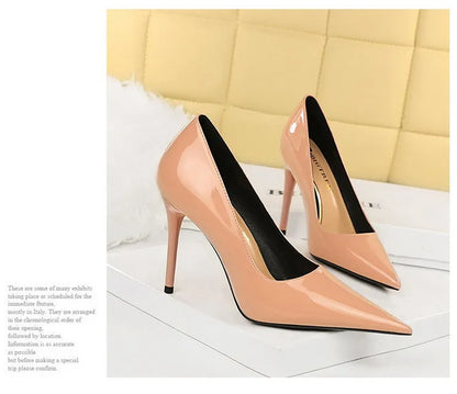 BIGTREE Shoes Pointed Toe Red Women Pumps Patent Leather High Heels Occupational OL Office Shoes Stiletto Female Heels Shoes