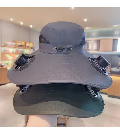 Solar Powered Fishing Hat With USB Charging Fan Adjustable Breathable Cap for Hiking Camping Outdoor Sports Father Day Gift