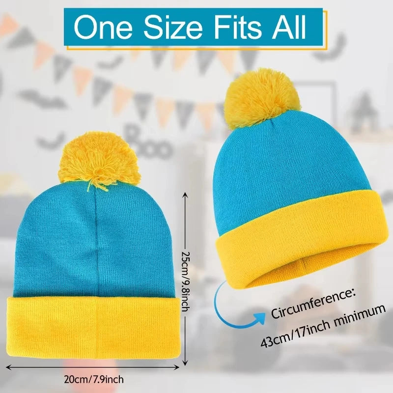 2pc Christmas Cosplay Funny Beanie Hat and Gloves,Unisex Winter Warm Classic Knitted Hat,Halloween,new Year Costume Accessories