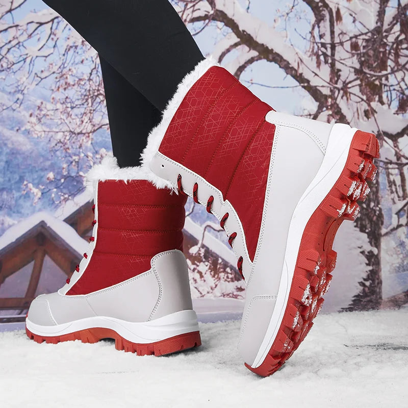 Mid-tube Boots Women's Cotton Boots Plus Velvet Non-Slip Autumn and Winter Snow Boots Women's Korean Fashion Thick-soled Antifre