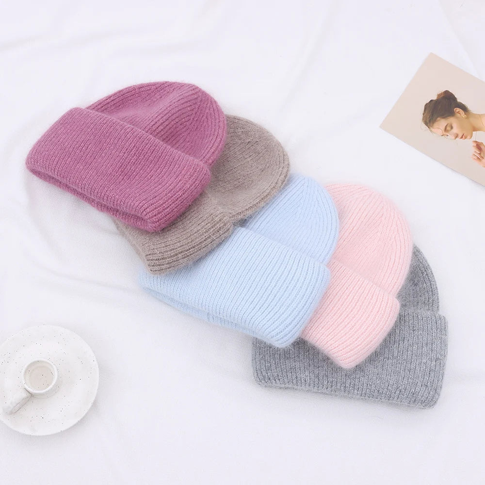 Hot Selling Winter Hat Real Rabbit Fur Winter Hats For Women Snowflake Warm Beanie cold Hats Women Solid Adult Cover Head Cap