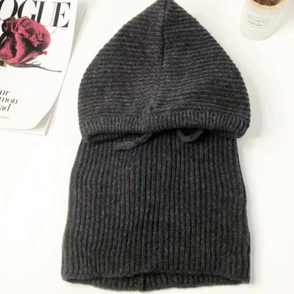 Short style Women Knitted Balaclava Fashion Fake Collar Shawl Hooded Hat Thick Warm Beanines Winter Hat official website