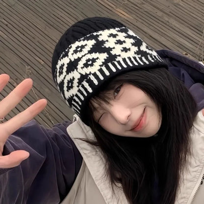 New Korean Windproof Fisherman Hat Coldproof Warm Knitted Beanie with Ear Protection Retro Style Autumn Winter Cap for Men Women