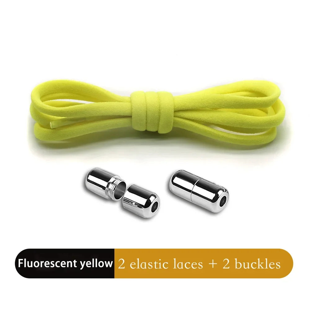Leisure Sneakers Laces No Tie Shoelaces Elastic Quick Flat Shoelace Kids and Adult Lazy Laces Metal Lock Semicircle Shoelaces