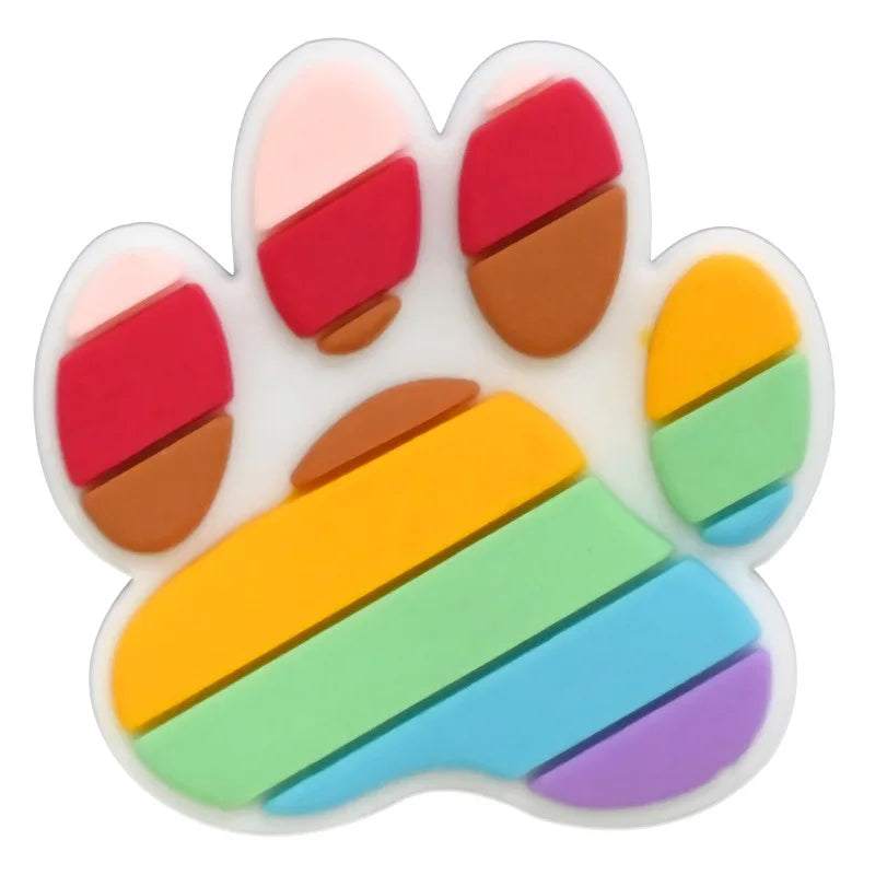 lovely dog paw PVC shoe Charms Slippers Buckle combination Fit Wristbands accessories Decoration Bands gift unisex party