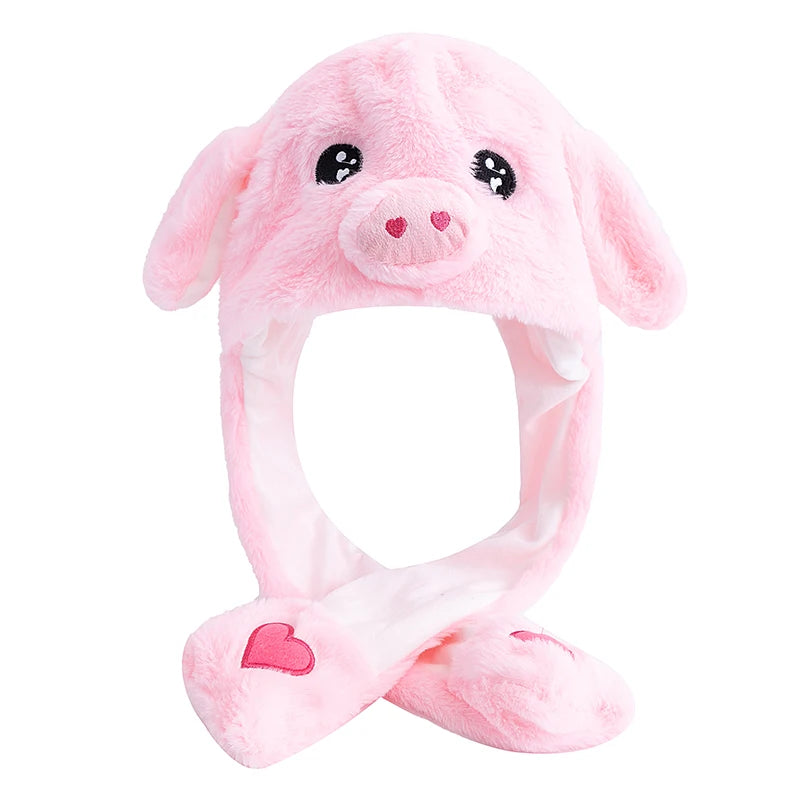 Hot Sale Unisex Funny Ear Hat Animal Style Couple Cute Ear Moving Up Cap Men Women Girls Rabbits Ears Plush Winter Lovely Hat ﻿