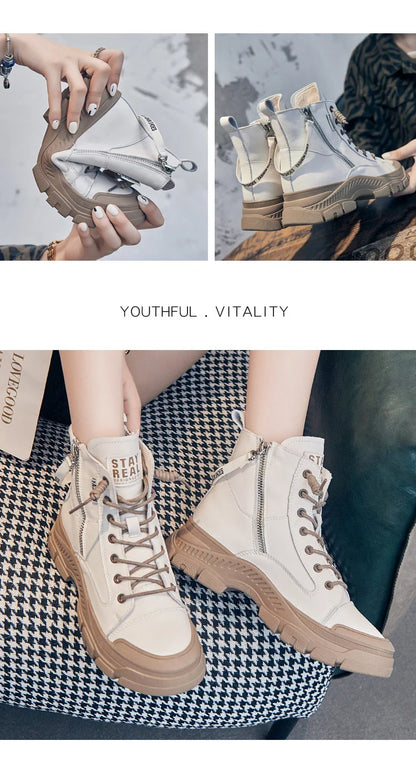 GKTINOO 2026 Autumn Winter Shoes Genuine Leather Sneakers Waterproof Boots for Women Thick Sole Women Ankle Boots Ladies Botas